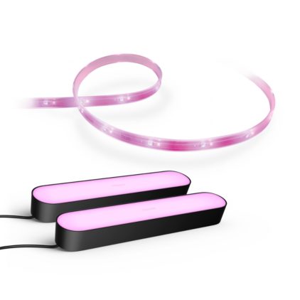 Nahaufnahme der Vorderseite von Podium Set: 2x Play Lightbar schwarz + Lightstrip Plus 2m