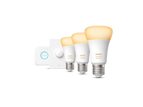 Hue White ambiance Starter kit: 3x E27 / ES smart bulbs (800 lumens) + Smart Button