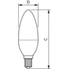 Dimension Drawing (with table) - CorePro candle ND 7-60W E14 827 B38 FR