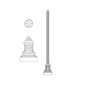 Pole (P2165), Round Straight Fluted Pole