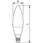 Dimension Drawing (with table) - MAS LEDCandleND2.3-40W E14 840B35 CLG UE