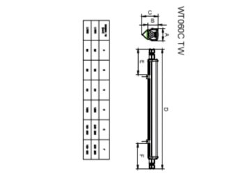 Dimension Drawing (without table) - WT060C LED25S/840 PSU TW1 L1200 BN