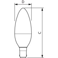 Dimension Drawing (with table) - MAS LEDcandle DT 5.5-40W B15 B38 CL