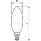 Dimension Drawing (with table) - LED 3.5-40W E14/E27 6500K WV B35FRND 1PF