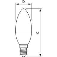 Dimension Drawing (with table) - CorePro candle ND 5-40W E14 865 B35 FR