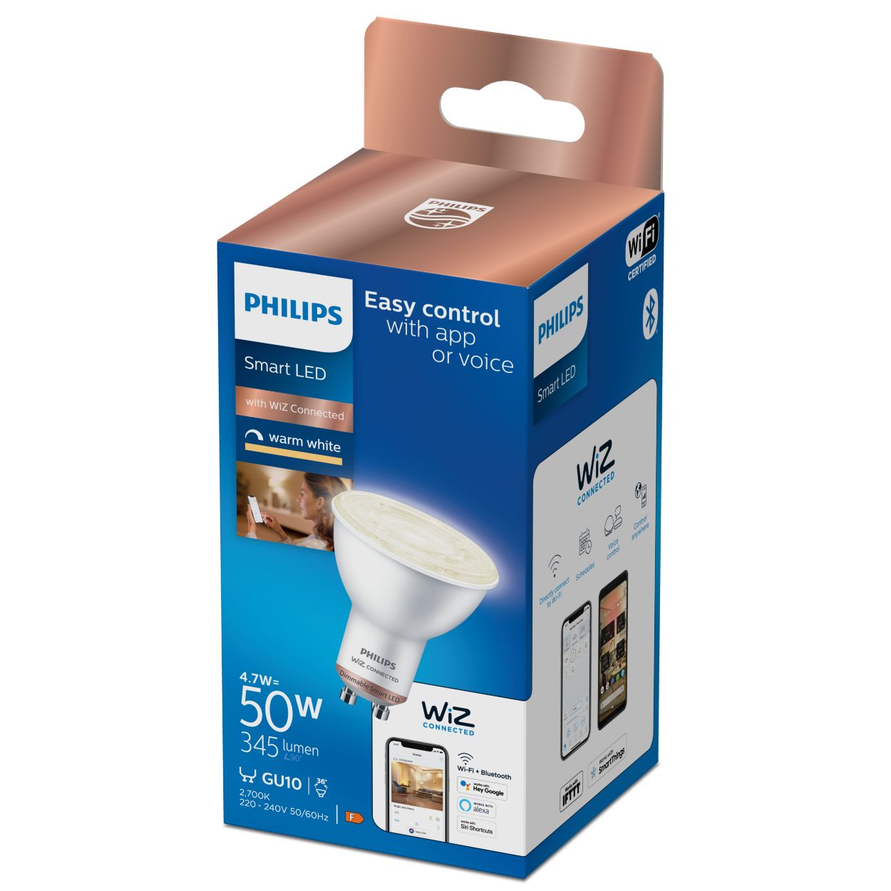 Philips ampoule LED Spot GU10 50W Blanc Chaud, Verre, 6 Unité (Lot de 1) :  : Luminaires et Éclairage