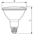 Dimension Drawing (with table) - MAS LEDspot VLE D 13-100W 927 PAR38 25D