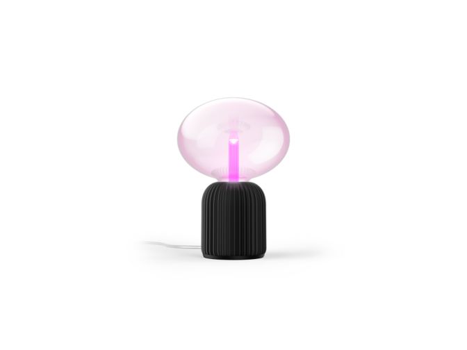 Close up of front of Lightguide ellipse + dome table lamp (black)