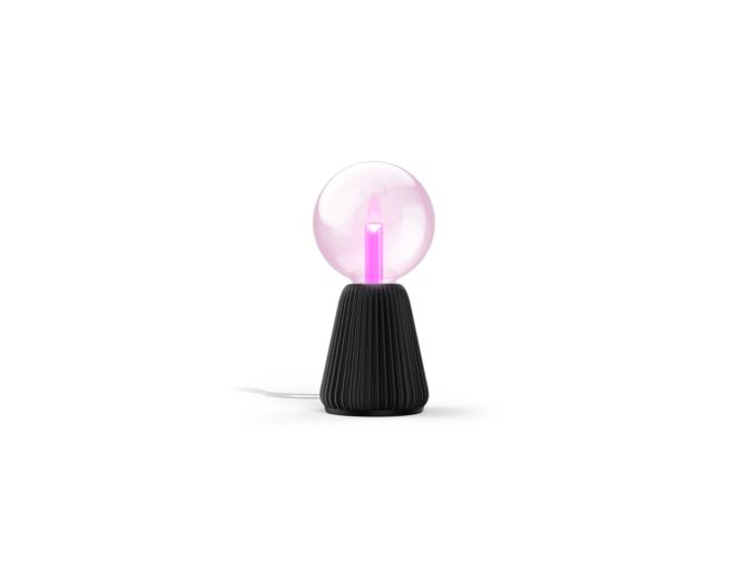 Close up of front of Lightguide large globe + cone table lamp (black)