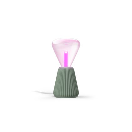 Nahaufnahme der Vorderseite von Set: Lightguide Triangle E27 + 3D gedruckte Tischleuchte salbei