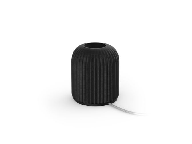 Close up of front of Dome table lamp for Lightguide bulbs (black)