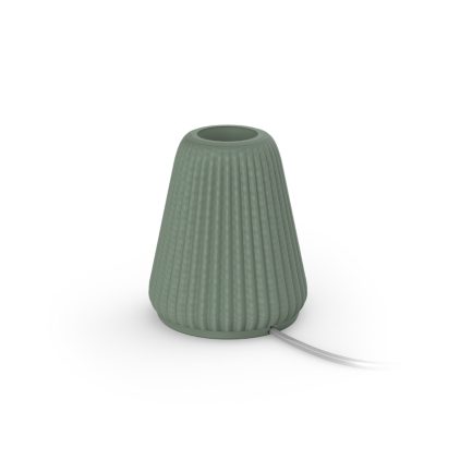 Närbild på framsidan av Konformad bordslampa för Lightguide-ljuskällor (salviagrön)