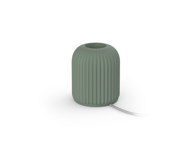 Gros plan de l'avant de Lampe à poser en forme de dôme pour ampoules Lightguide (vert sauge)