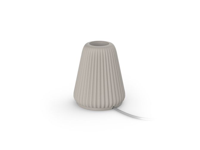 Close up of front of Cone table lamp for Lightguide bulbs (Sand)