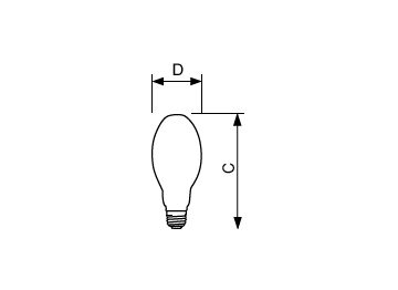 Dimension Drawing (with table) - PS MH Std 400W/640 CW Mog ED28 1SL