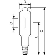 Dimension Drawing (with table) - HPI-T 2000W/542 E40 380V 1SL/4