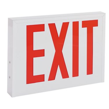 NYC Approved, Die Formed Steel LED Exit, Emergency, 8 inch letters, Red, Universal
