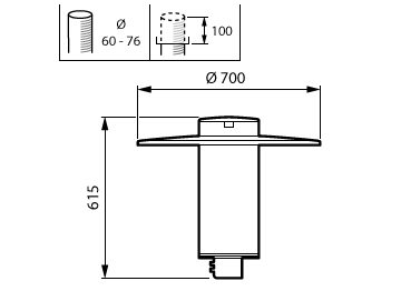 Dimension Drawing (without table) - BDP510 LED27/730 DS50 DGR 60P