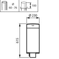 Dimension Drawing (without table) - BDP511 LED24/740 DS50 II CLO-DDF1 DGR 60